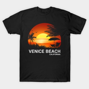 Venice Beach Summer  Vintage Palm Tree California Beach T-Shirt